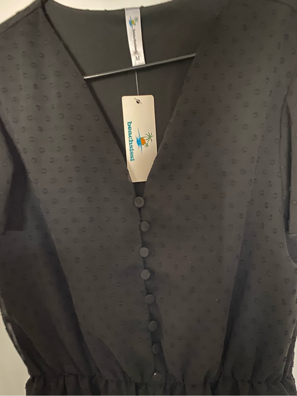 Beachsissi Black Swiss Dot V-Neck Jumper Size Medium NWT - Picture 8 of 9
